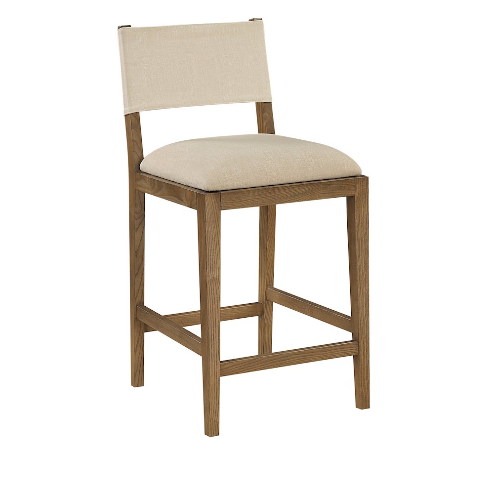 Avon Beige Linen Textured Performance Fabric Upholstered Counter Stool