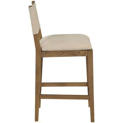 Avon Beige Linen Textured Performance Fabric Upholstered Counter Stool