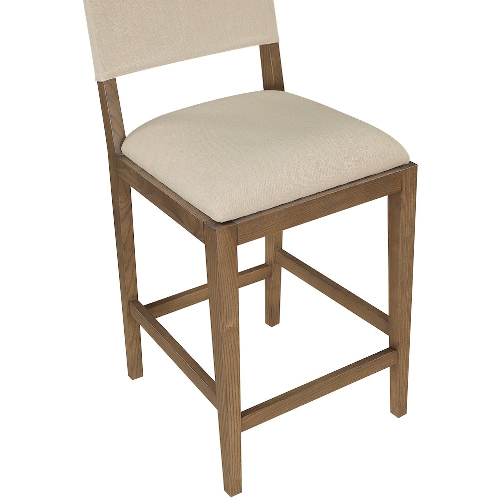 Avon Beige Linen Textured Performance Fabric Upholstered Counter Stool