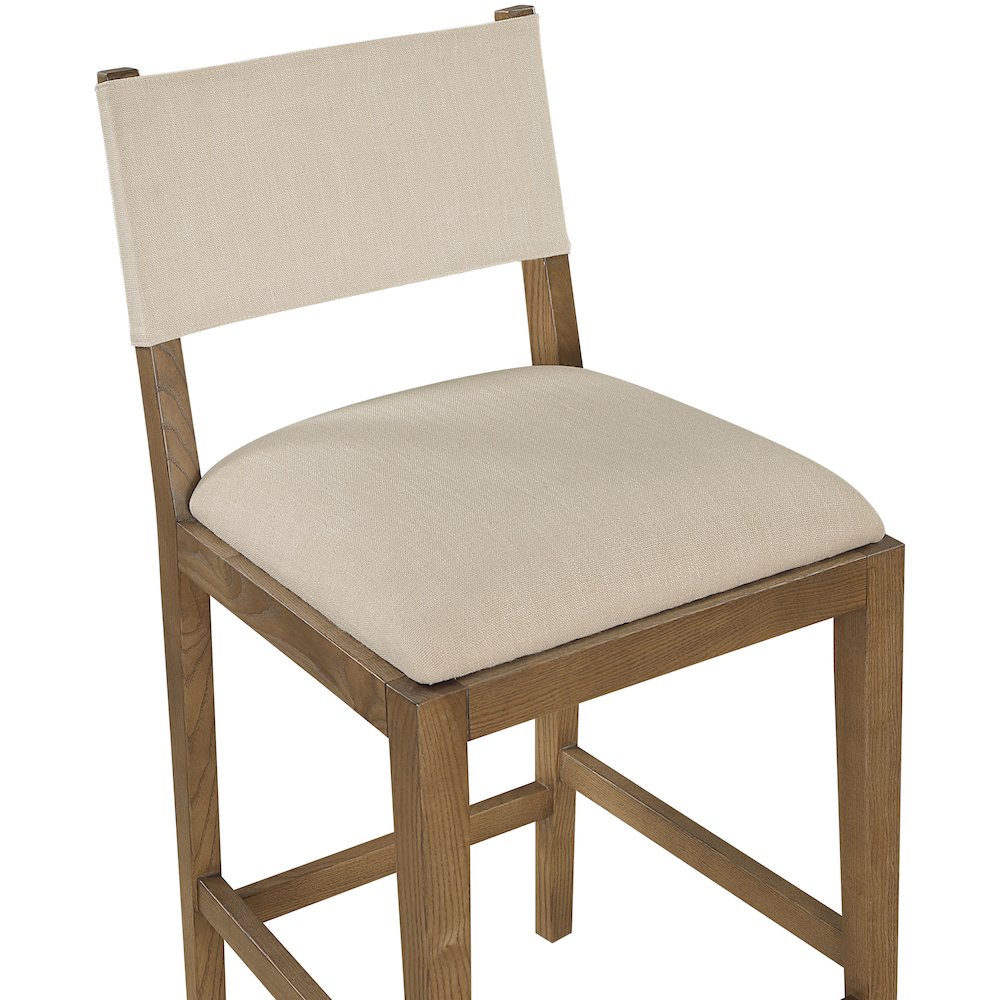Avon Beige Linen Textured Performance Fabric Upholstered Counter Stool