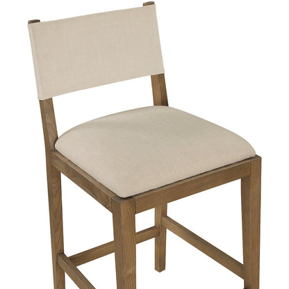 Avon Beige Linen Textured Performance Fabric Upholstered Counter Stool