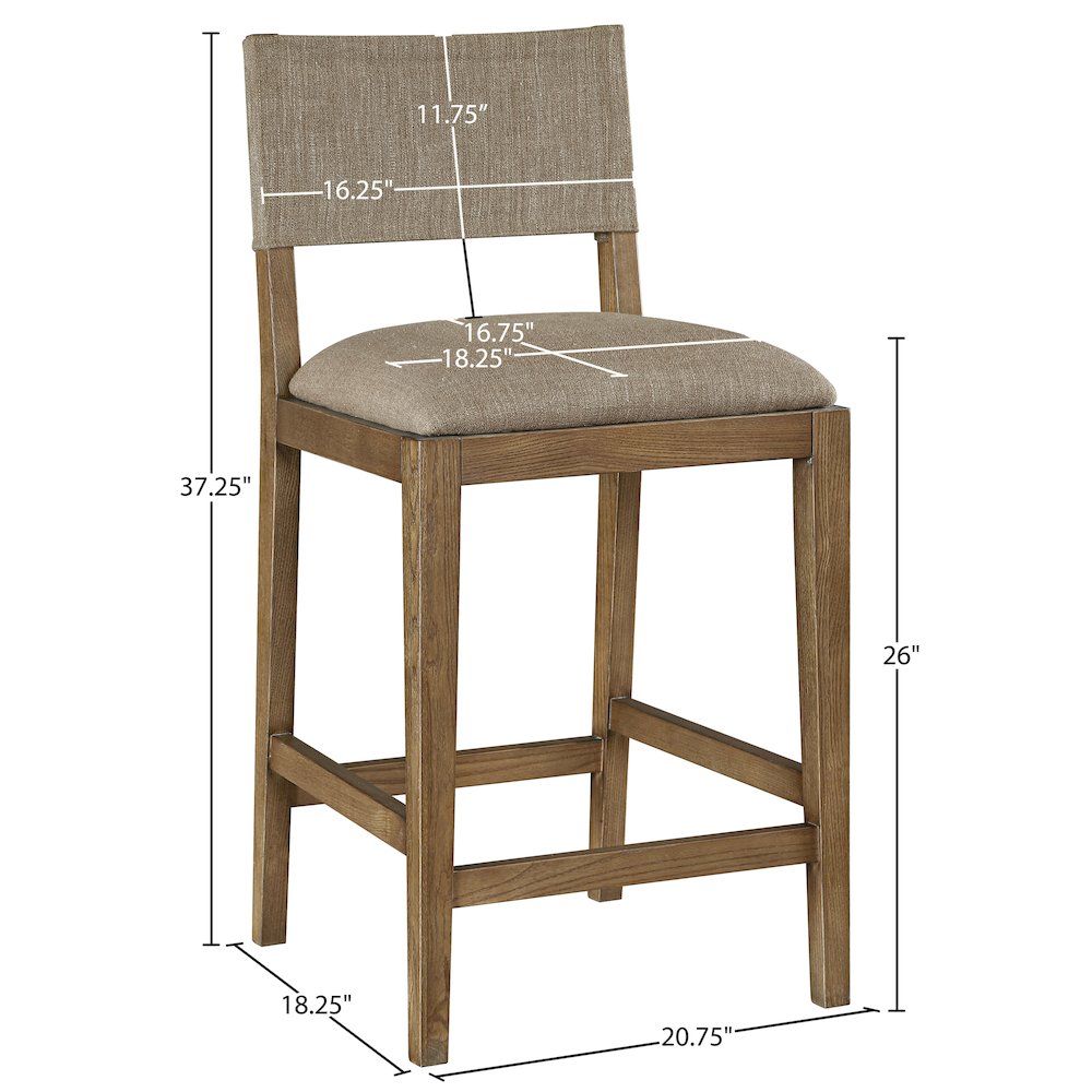 Avon Brown Linen Textured Performance Fabric Upholstered Counter Stool