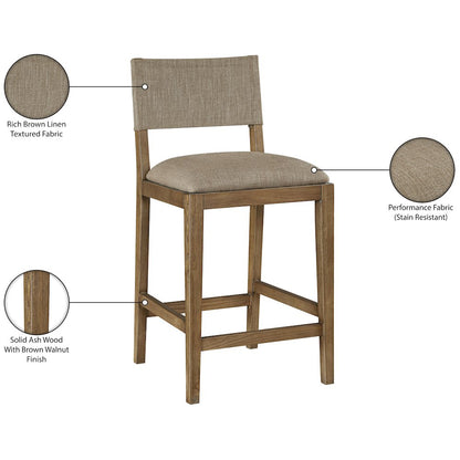 Avon Brown Linen Textured Performance Fabric Upholstered Counter Stool