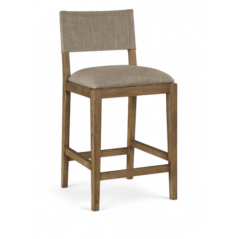 Avon Brown Linen Textured Performance Fabric Upholstered Counter Stool