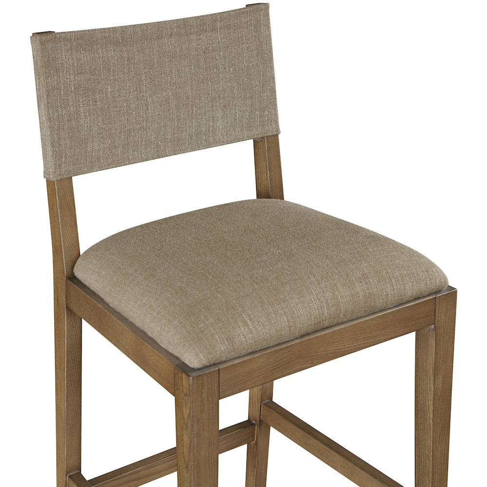 Avon Brown Linen Textured Performance Fabric Upholstered Counter Stool