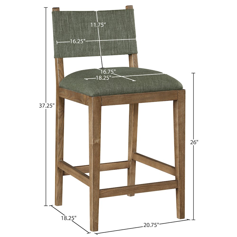 Avon Olive Linen Textured Performance Fabric Upholstered Counter Stool