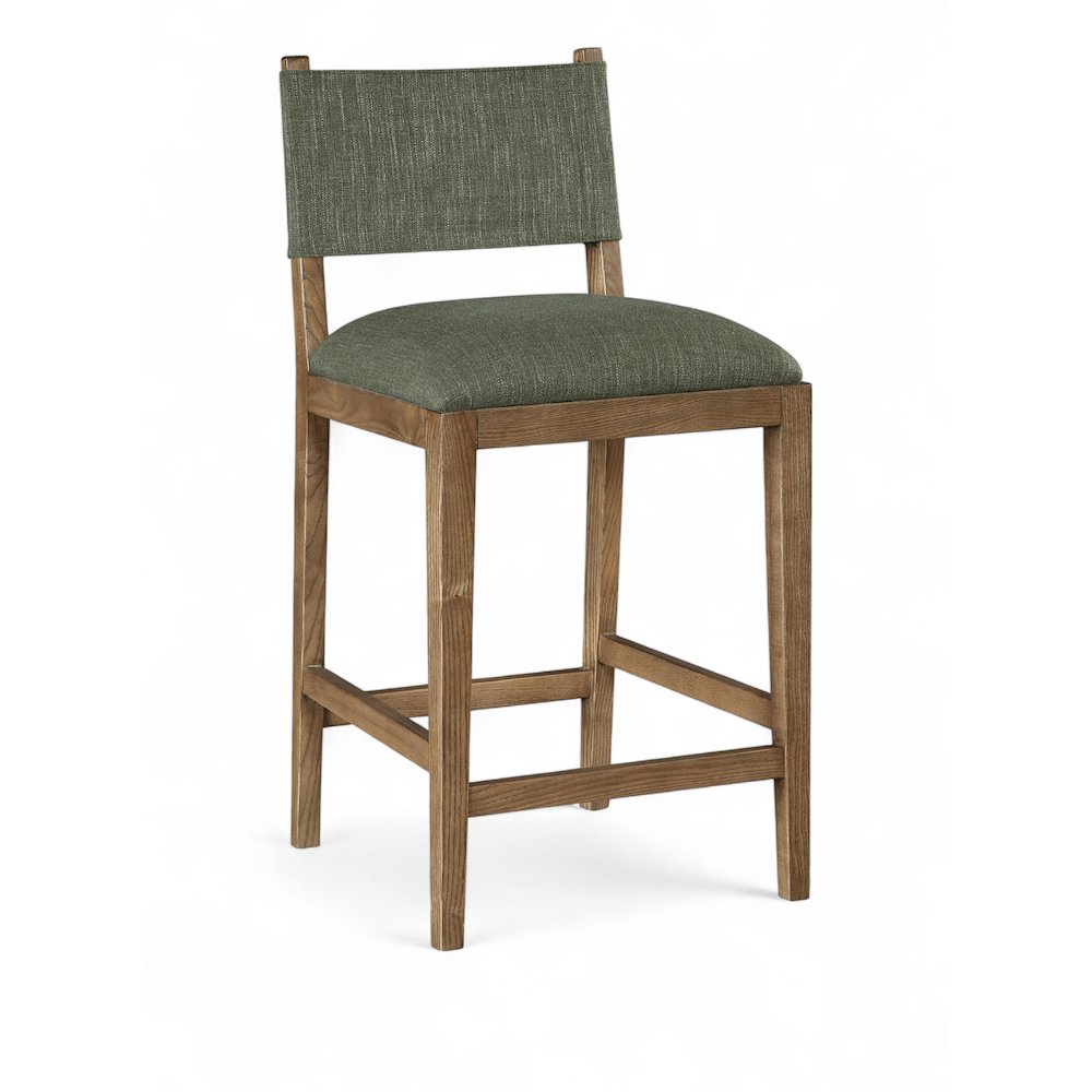Avon Olive Linen Textured Performance Fabric Upholstered Counter Stool