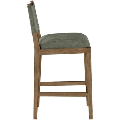 Avon Olive Linen Textured Performance Fabric Upholstered Counter Stool