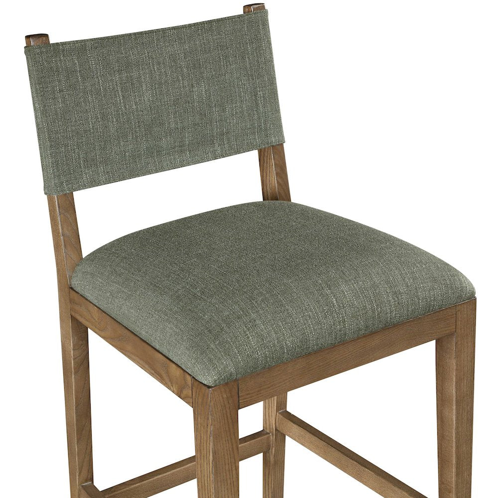 Avon Olive Linen Textured Performance Fabric Upholstered Counter Stool