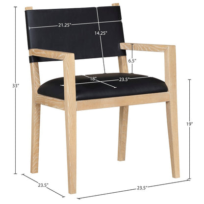 Avon Black Vegan Leather Dining Arm Chair