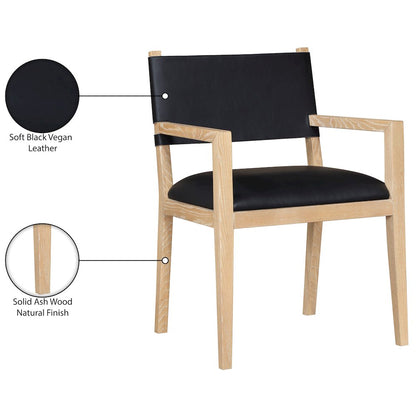 Avon Black Vegan Leather Dining Arm Chair