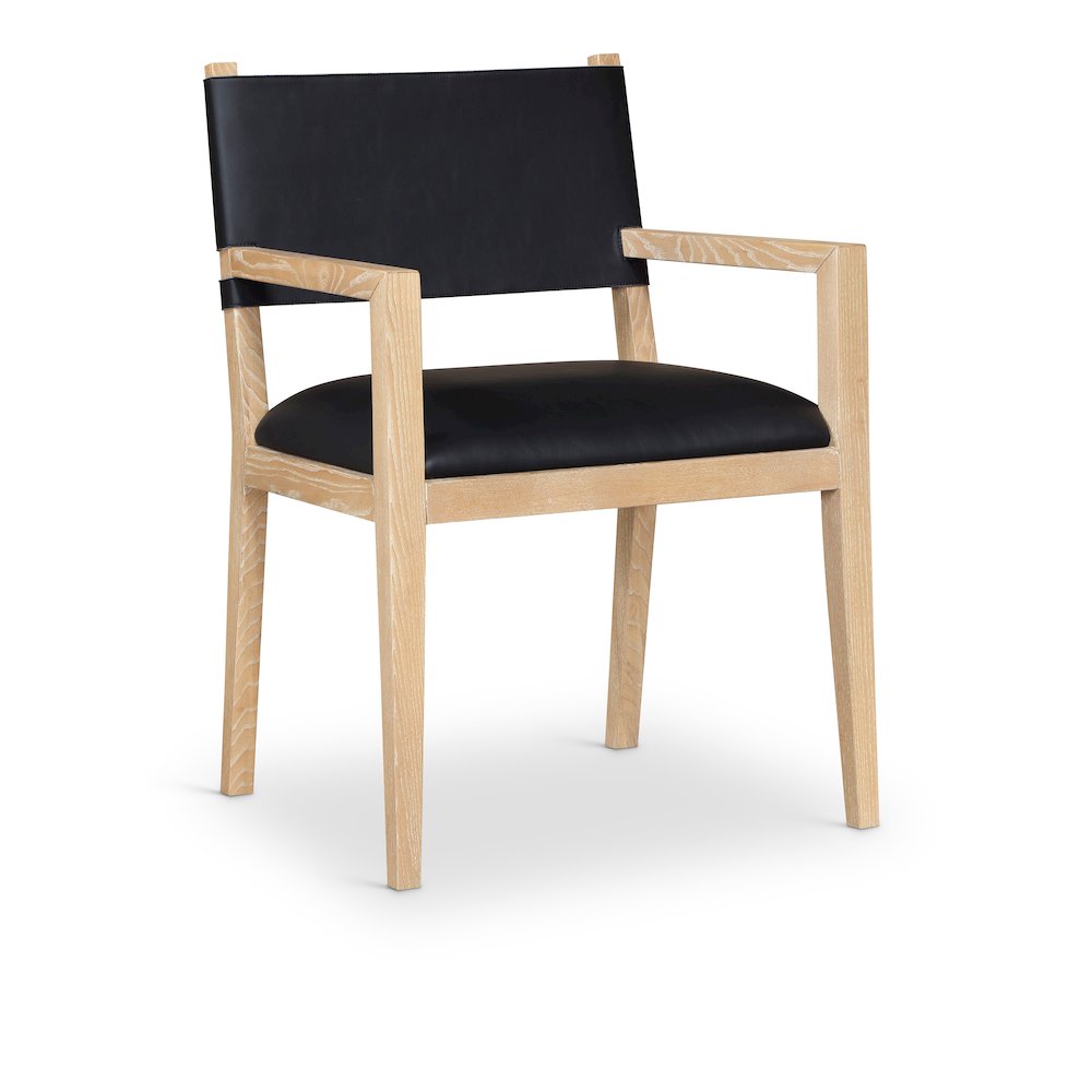 Avon Black Vegan Leather Dining Arm Chair