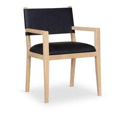 Avon Black Vegan Leather Dining Arm Chair
