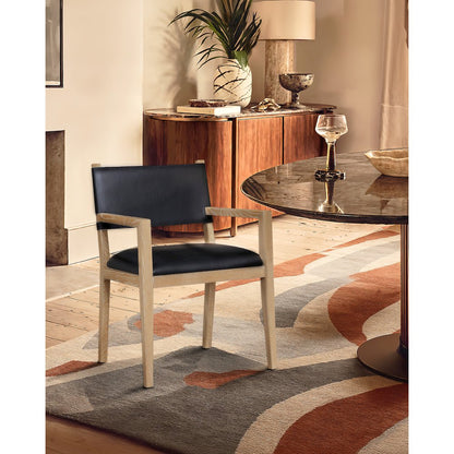 Avon Black Vegan Leather Dining Arm Chair