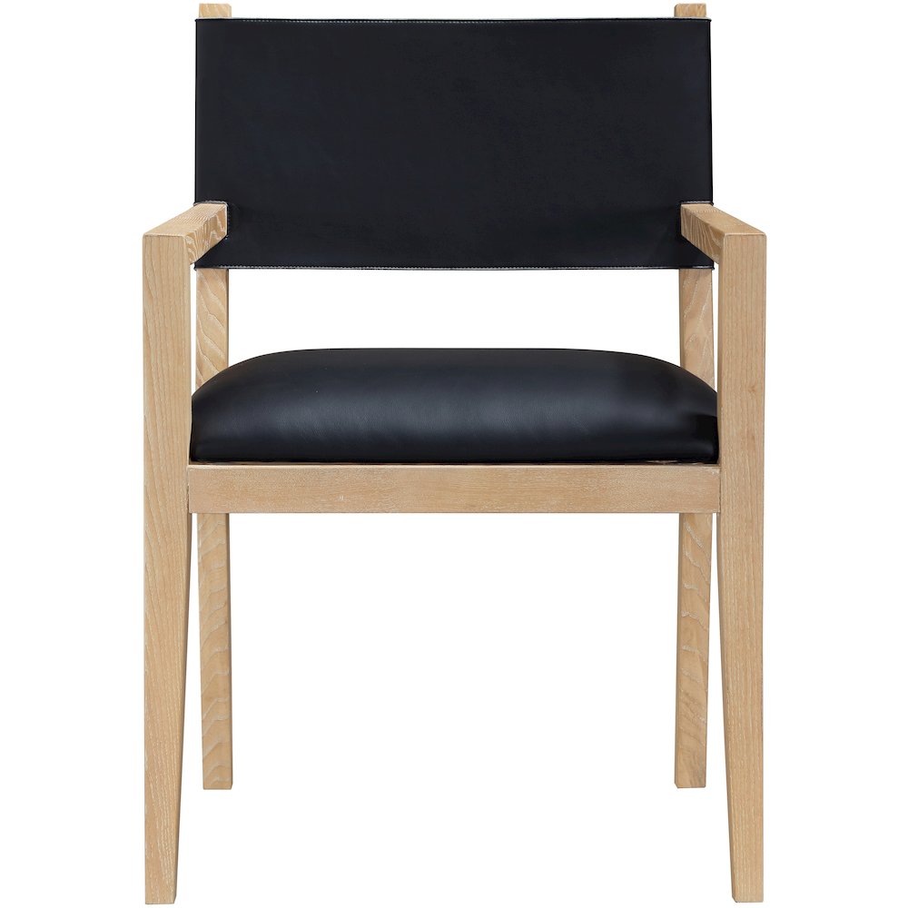 Avon Black Vegan Leather Dining Arm Chair