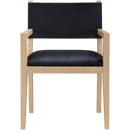 Avon Black Vegan Leather Dining Arm Chair