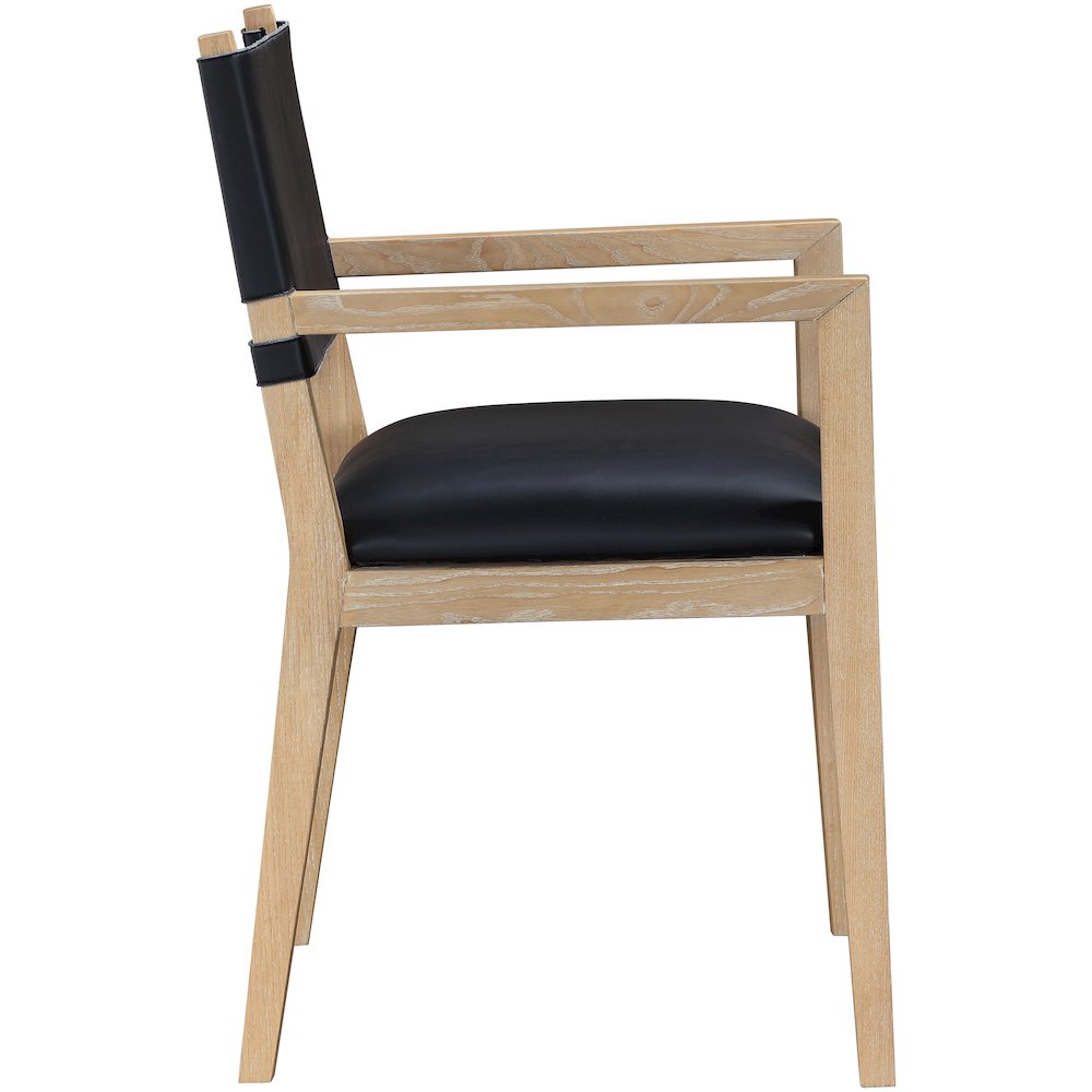Avon Black Vegan Leather Dining Arm Chair