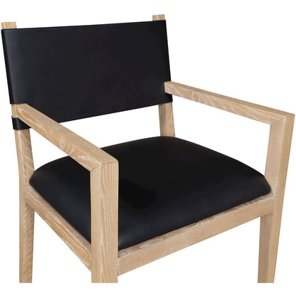Avon Black Vegan Leather Dining Arm Chair