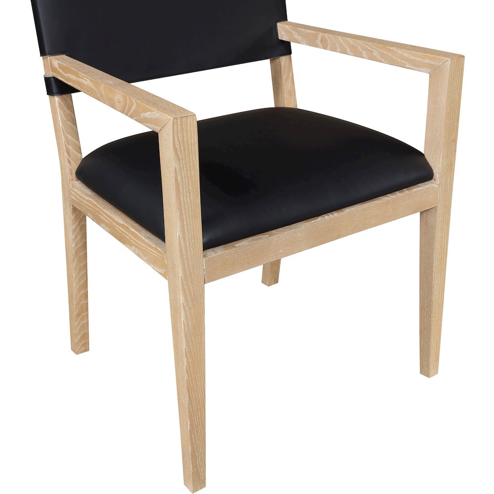 Avon Black Vegan Leather Dining Arm Chair