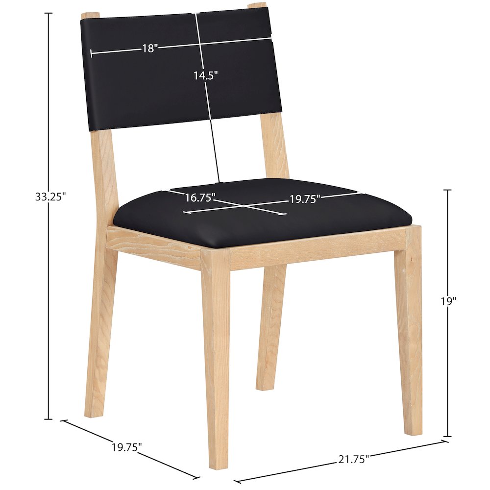 Avon Black Vegan Leather Dining Side Chair, Set of 2