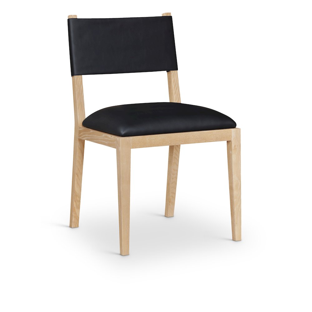 Avon Black Vegan Leather Dining Side Chair, Set of 2