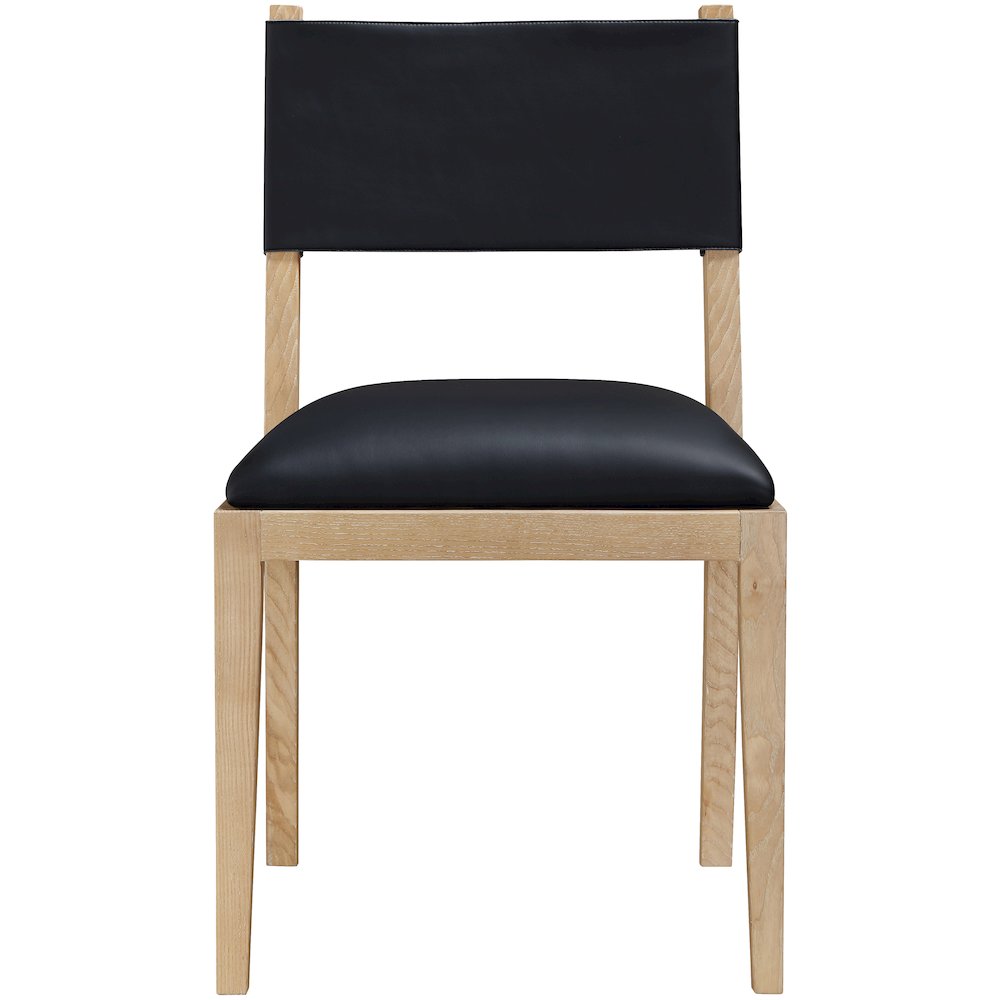 Avon Black Vegan Leather Dining Side Chair, Set of 2