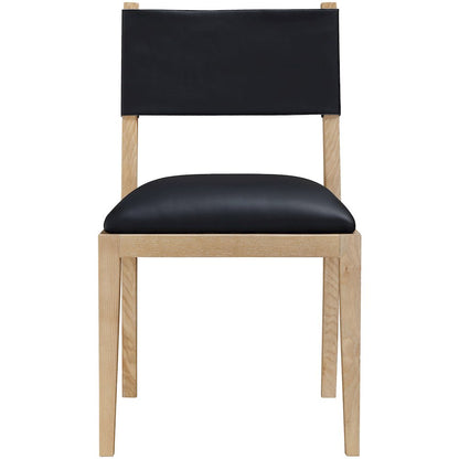 Avon Black Vegan Leather Dining Side Chair, Set of 2