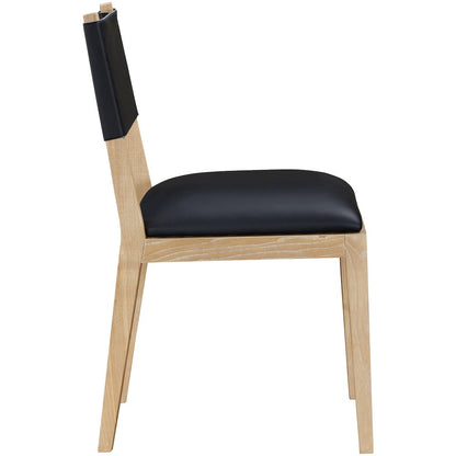 Avon Black Vegan Leather Dining Side Chair, Set of 2