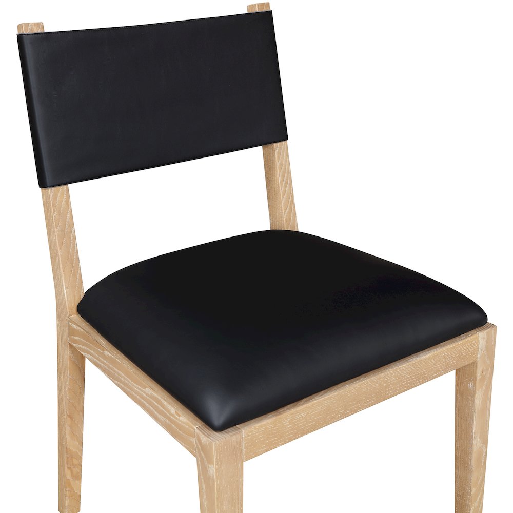 Avon Black Vegan Leather Dining Side Chair, Set of 2