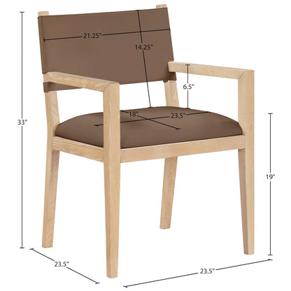 Avon Brown Vegan Leather Dining Arm Chair
