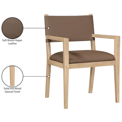 Avon Brown Vegan Leather Dining Arm Chair