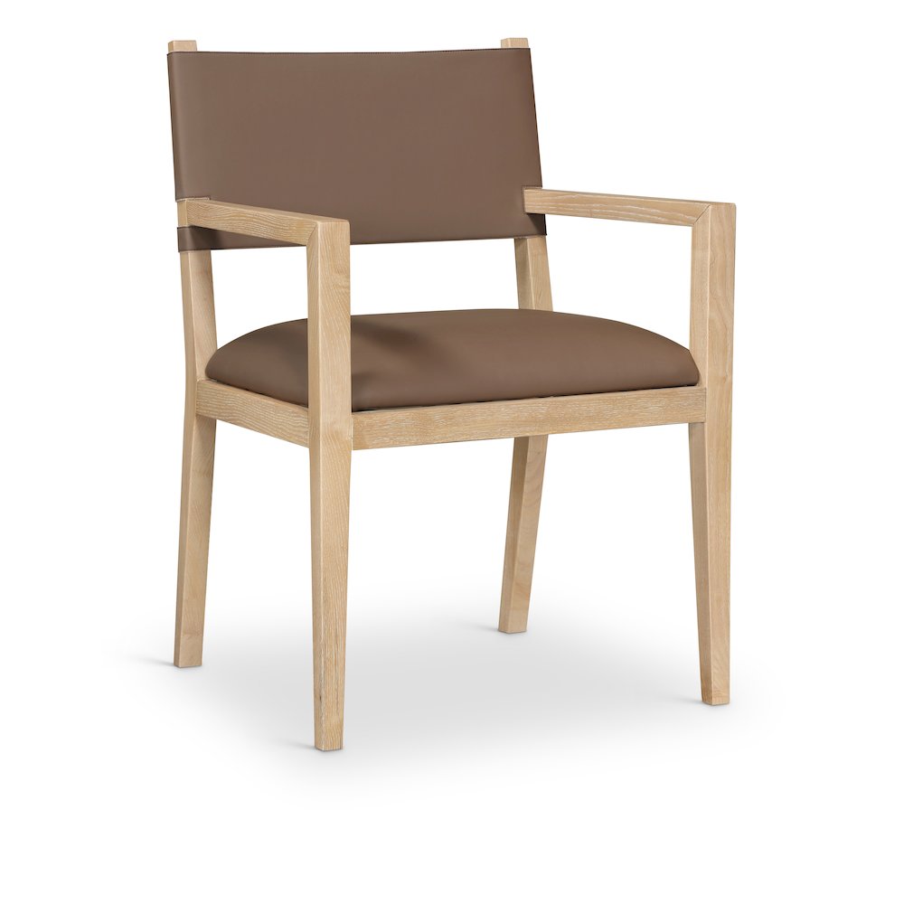 Avon Brown Vegan Leather Dining Arm Chair