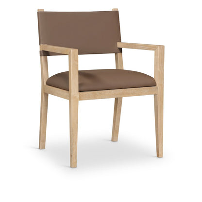 Avon Brown Vegan Leather Dining Arm Chair