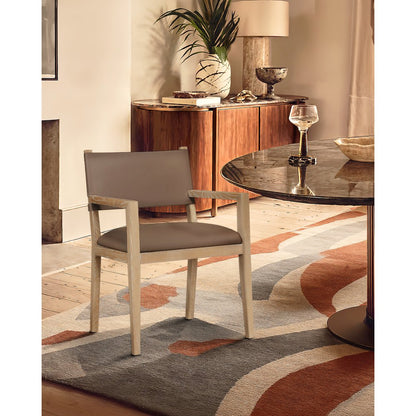 Avon Brown Vegan Leather Dining Arm Chair