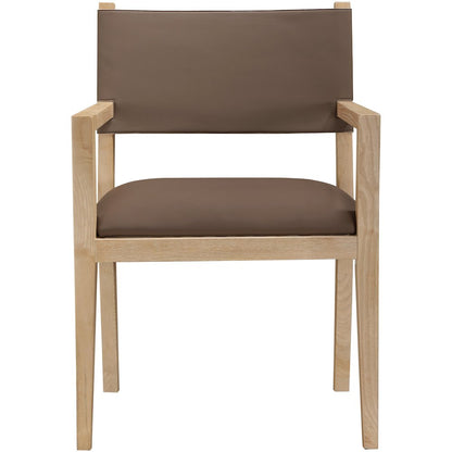 Avon Brown Vegan Leather Dining Arm Chair