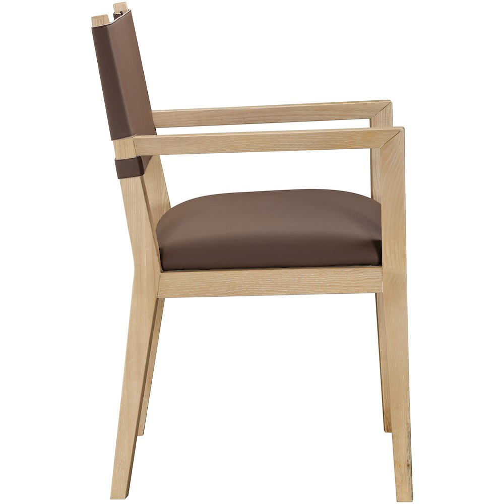 Avon Brown Vegan Leather Dining Arm Chair