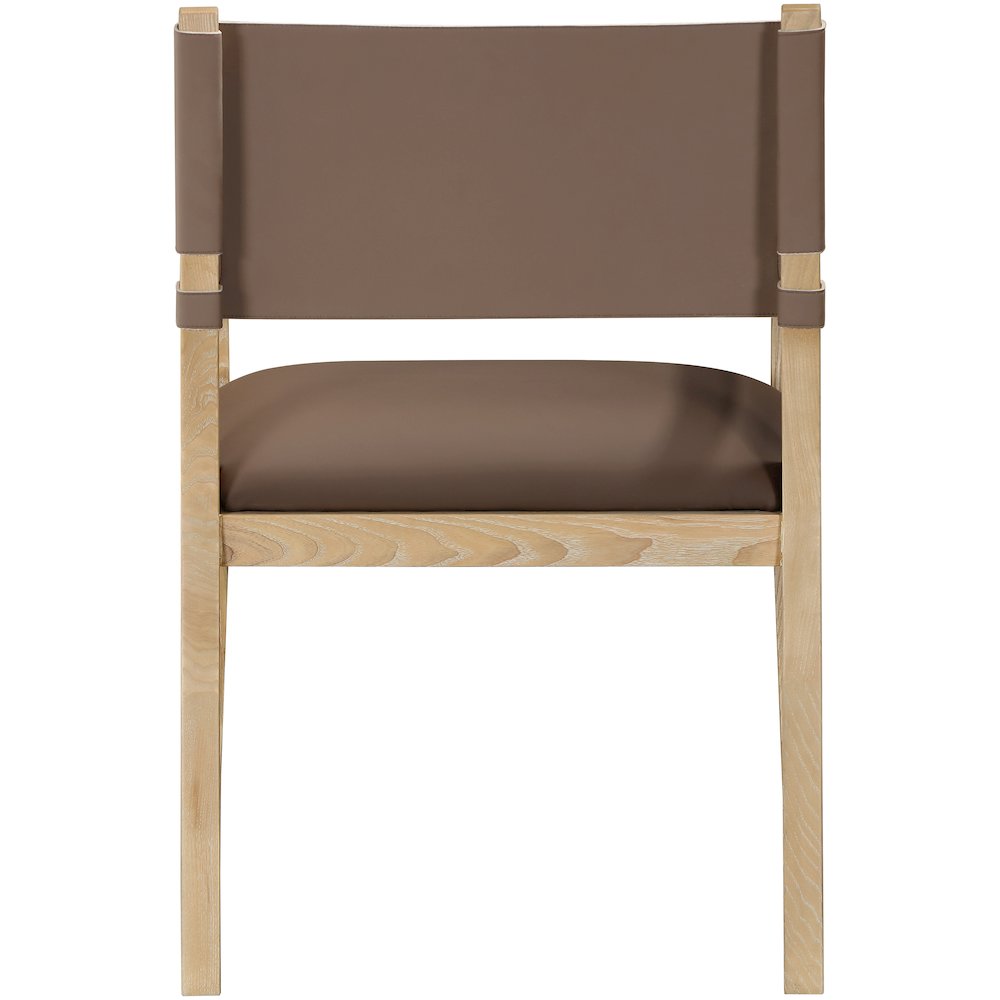 Avon Brown Vegan Leather Dining Arm Chair