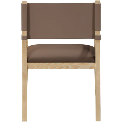 Avon Brown Vegan Leather Dining Arm Chair