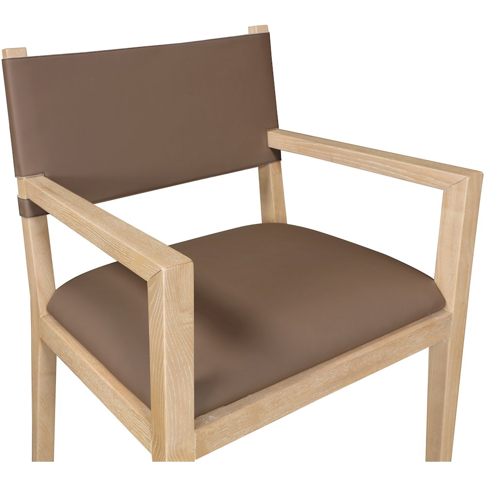 Avon Brown Vegan Leather Dining Arm Chair