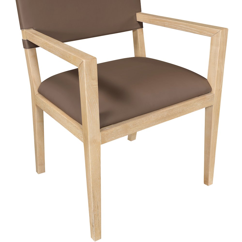 Avon Brown Vegan Leather Dining Arm Chair