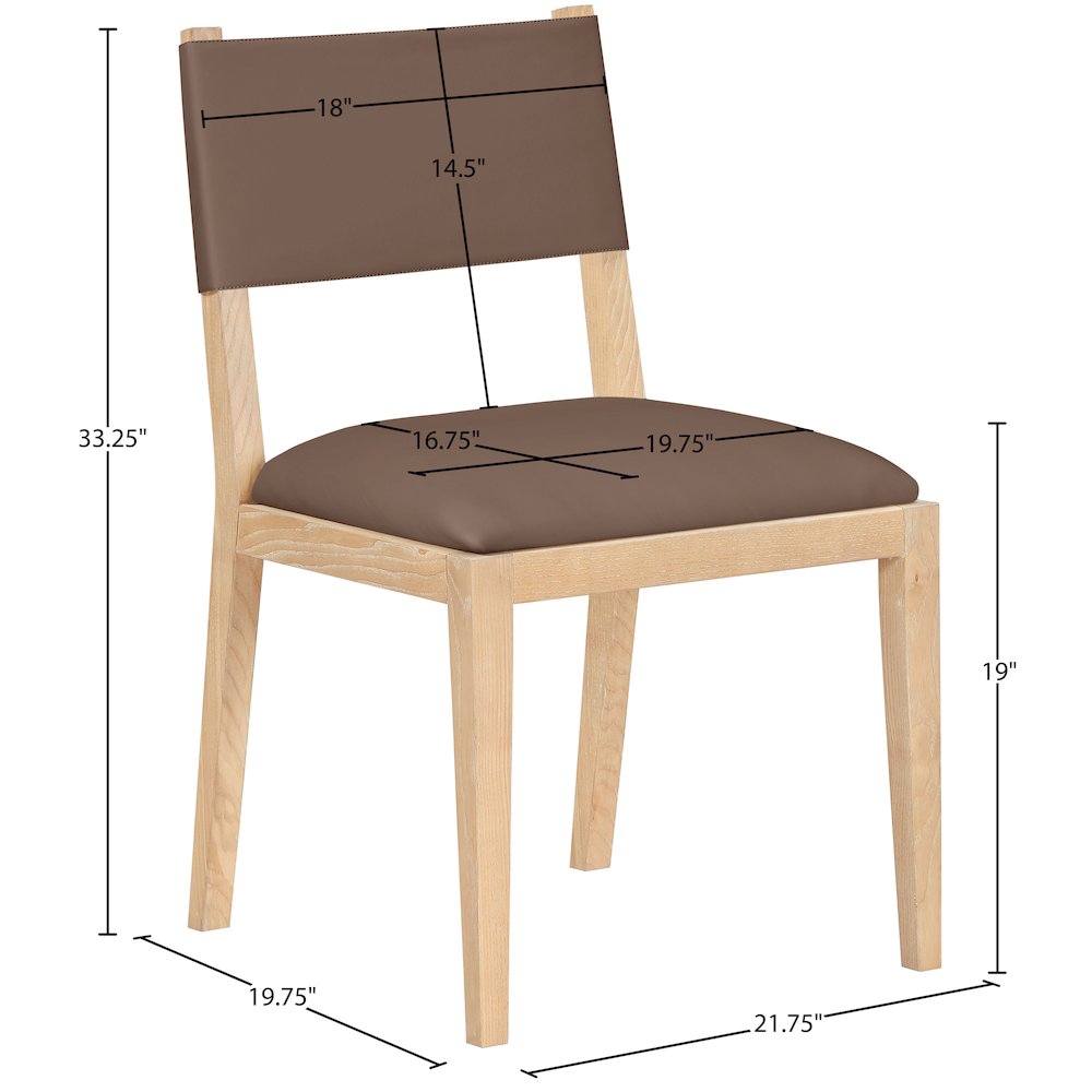 Avon Brown Vegan Leather Dining Side Chair, Set of 2