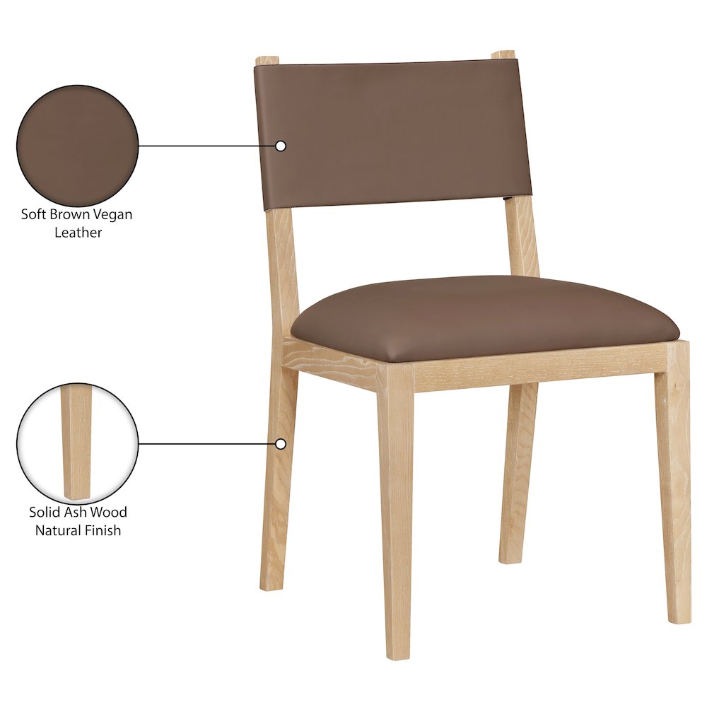 Avon Brown Vegan Leather Dining Side Chair, Set of 2
