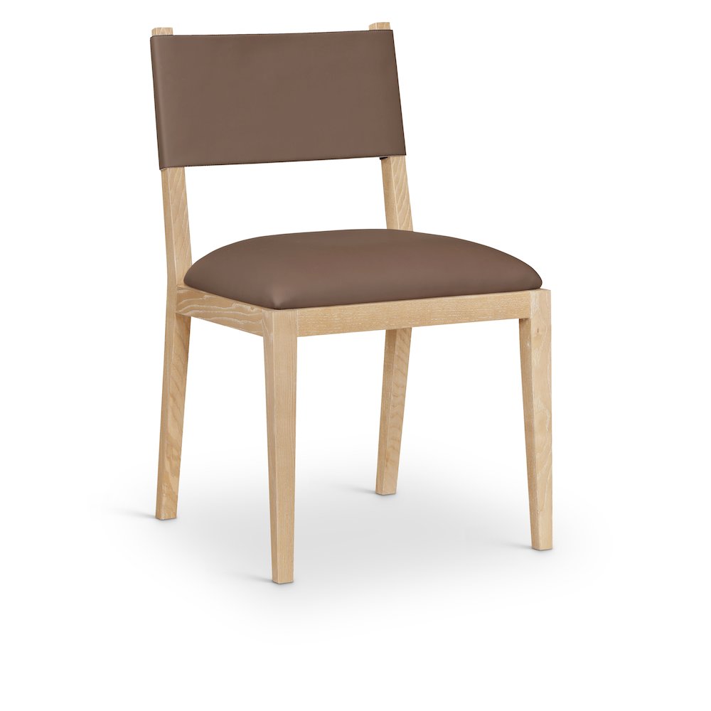 Avon Brown Vegan Leather Dining Side Chair, Set of 2