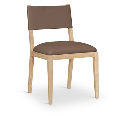Avon Brown Vegan Leather Dining Side Chair, Set of 2