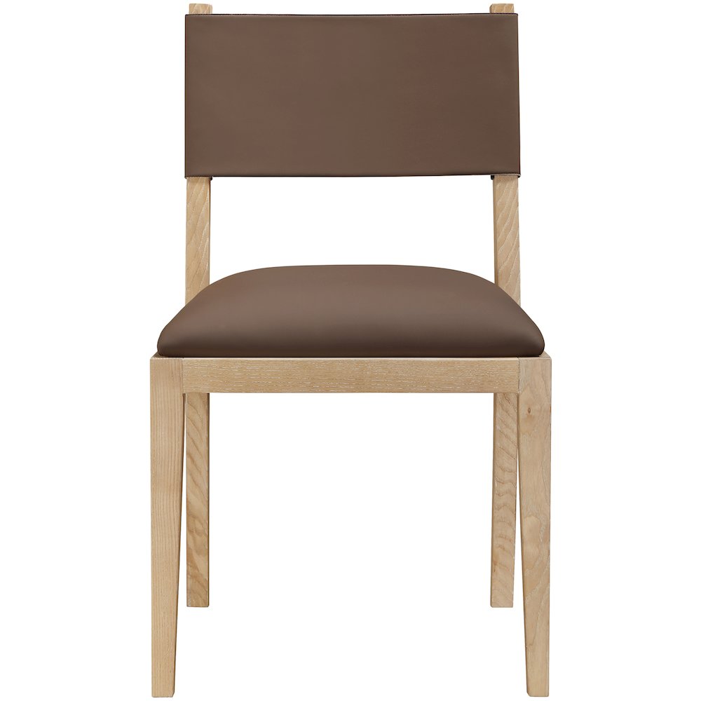 Avon Brown Vegan Leather Dining Side Chair, Set of 2
