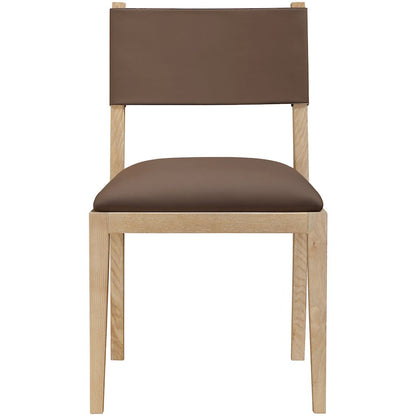 Avon Brown Vegan Leather Dining Side Chair, Set of 2