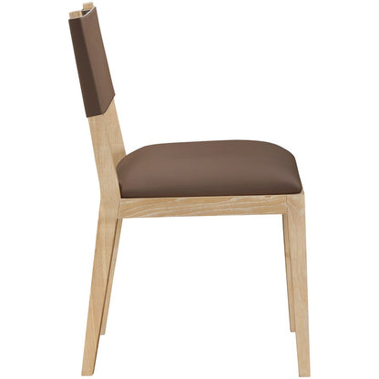 Avon Brown Vegan Leather Dining Side Chair, Set of 2