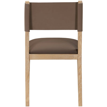 Avon Brown Vegan Leather Dining Side Chair, Set of 2