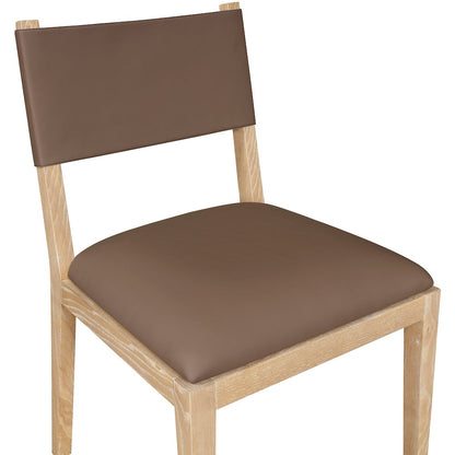 Avon Brown Vegan Leather Dining Side Chair, Set of 2
