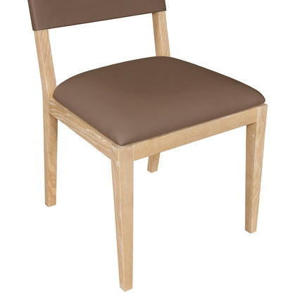 Avon Brown Vegan Leather Dining Side Chair, Set of 2